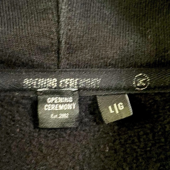 Opening Ceremony Black and Red Elastic Logo Trim Hoodie Size Large Unisex - Picture 8 of 9